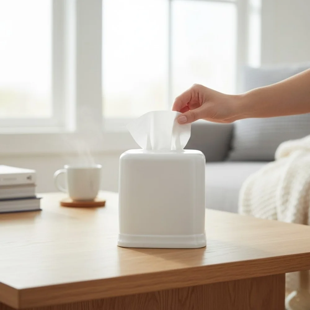 Source Unknown White Tissue Box Holder
